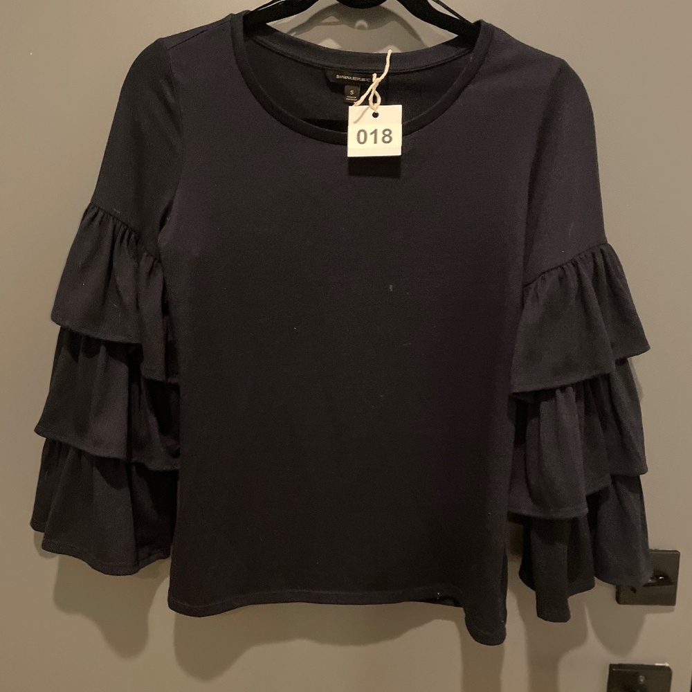 Banana Republic black top with ruffle sleeves